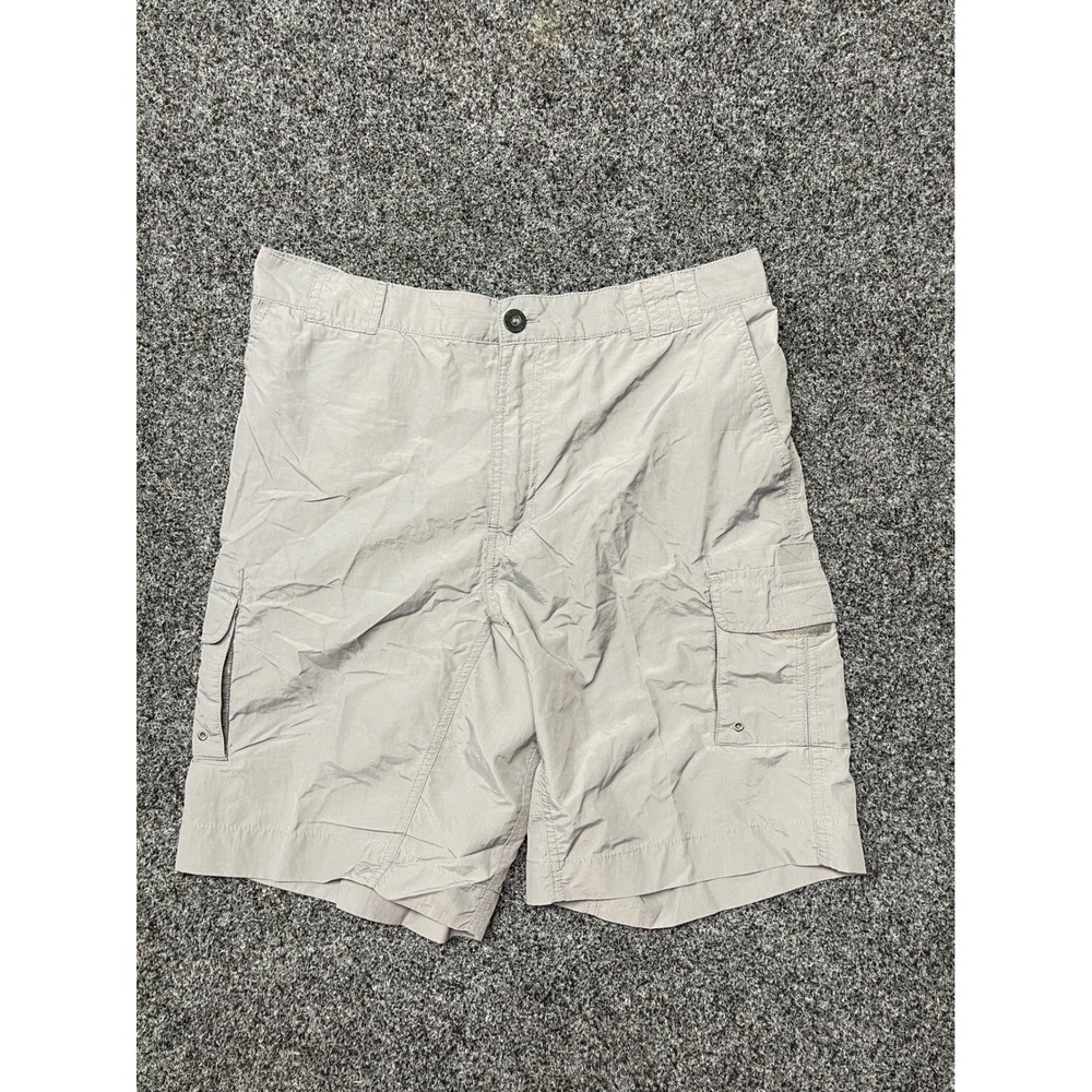 Magellan Outdoors Fish Gear Mens Gray Water Repellent Cargo Fishing Shorts Sz M